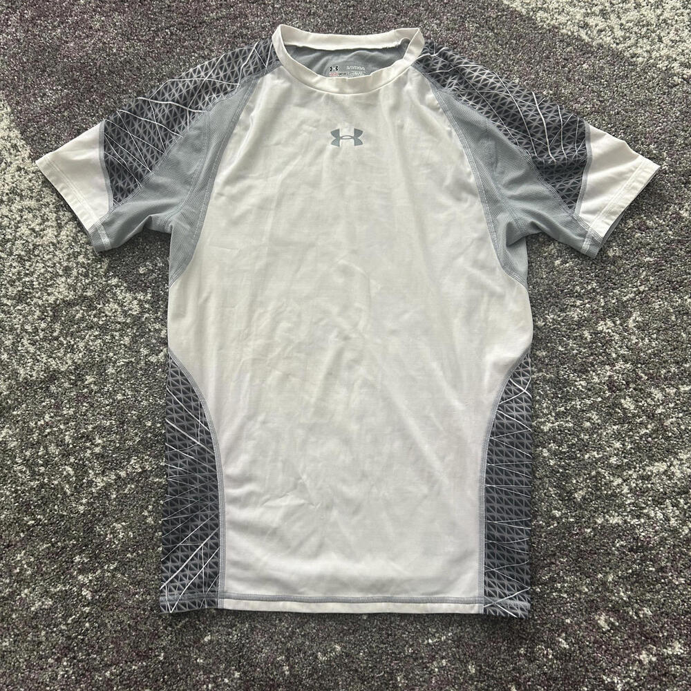 Under Armour Compression Tee – White/Silver Tech Mesh